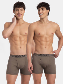 Jockey - 8009 Men Cotton Solid Trunk - Dark Khaki (Pack of 2)