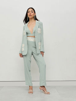 HOUSE OF S - Mint Embroidered Power Co-Ord Set
