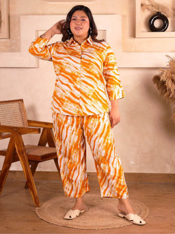 Indietoga Plus Size - Womens Plus Size Yellow Polyester Co-Ord Set