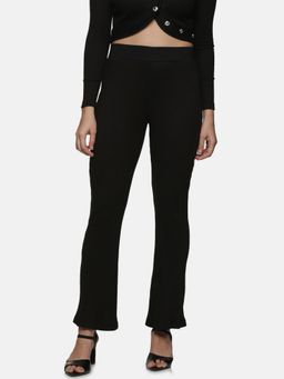 IS.U - Black Rib Bootcut Pant