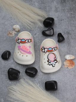 Lil Lollipop - Unisex Space Astronaut Applique Anti-Slip Clogs - Cream