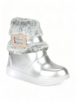 Lil Lollipop - Girls Party Boots With Led Light - Silver