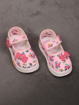 Lil Lollipop - Girls Printed Mary Jane's Belle with Applique Detail - Pink