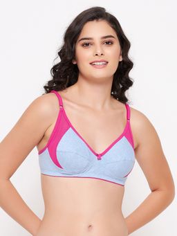 Clovia - Non-Padded Non-Wired Full Cup Bra in Light Blue-Cotton