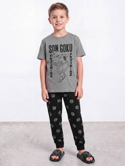 R&B - Boys Grey Graphic Print T-Shirt and Pyjama