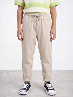 R&B - Boys Beige Solid Track Pants