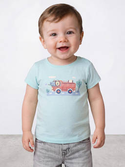 R&B - Boys Turquoise Blue Graphic Printed Pure Cotton T-shirt