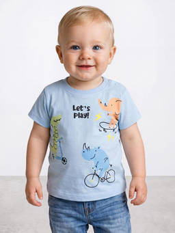 R&B - Boys Blue Graphic Printed Short Sleeves Pure Cotton T-shirt