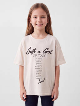 R&B - Girls Beige Typography Print Pure Cotton T-Shirt