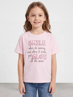 R&B - Girls Pink Marshmallow Typography Print Pure Cotton T-Shirt