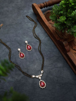 PAYA - Kundan and Stone Mangalsutra Necklace - Red