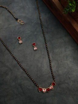 PAYA - Heart Mangalsutra Necklace Set - Red