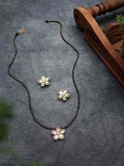 PAYA - Flower Mangalsutra Necklace Set - White