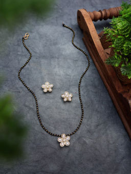 PAYA - Flower Mangalsutra Necklace Set - White