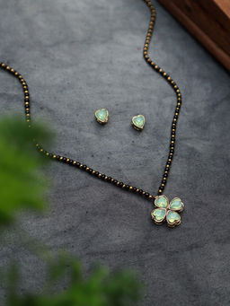 PAYA - Good Luck Clover Mangalsutra Necklace Set - Green
