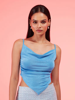 RSVP by Nykaa Fashion - Blue Cowl Crop Top