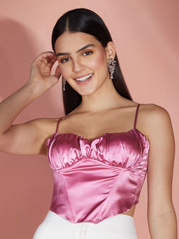 RSVP by Nykaa Fashion - Pink Sweetheart Neck Corset Top