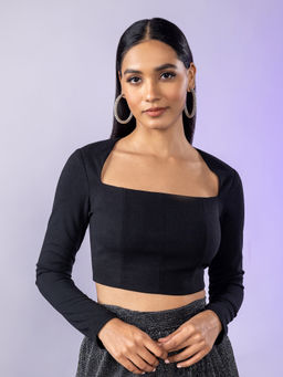 Twenty Dresses by Nykaa Fashion - Black Square Neck Crop Top