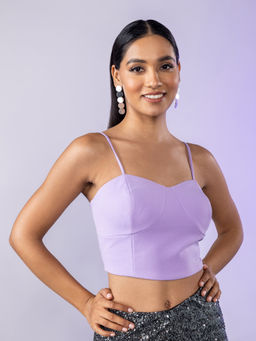 Twenty Dresses by Nykaa Fashion - Lilac Sweetheart Fitted Crop Top