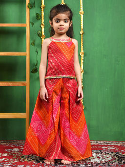 Little Panda - Girls Magenta Red Top with Palazzo (Set of 2)