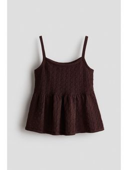 H&M - Girls Brown Pointelle-Knit Strappy Top
