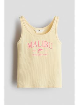 H&M - Girls Yellow Printed Cotton Vest Top