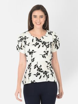Latin Quarters - White Half Sleeve Printed Top