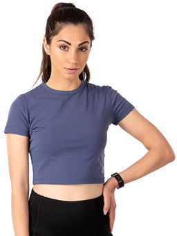 Kica - Cotton Cropped Top- Blue