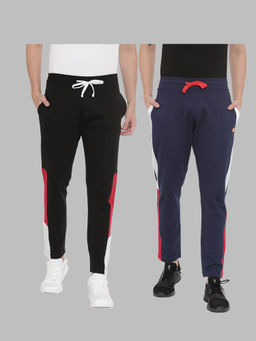 3PIN - Men Cotton Colorblock Regular Fit Track Pants (Pack of 2)