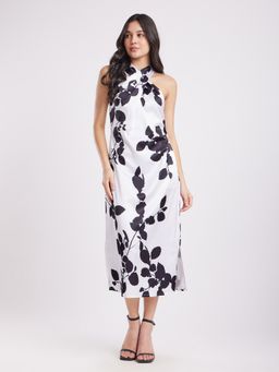 FableStreet - Women Polyester White Floral Midi Dress