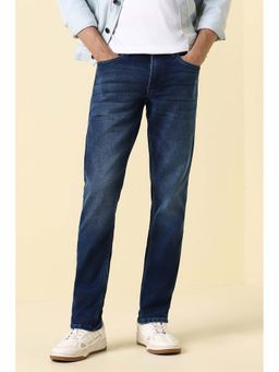 Allen Solly - Navy Blue Solid Slim Jeans