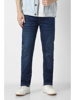 Peter England - Navy Blue Solid Tapered Jeans