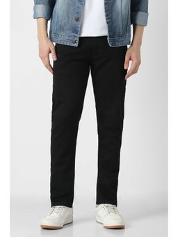 Peter England - Black Solid Tapered Jeans