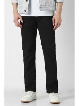 Peter England - Black Solid Tapered Jeans