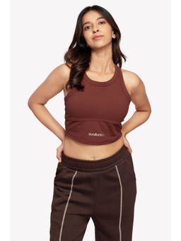 EVOLUCION - Core Padded Crop Brown Tank Top