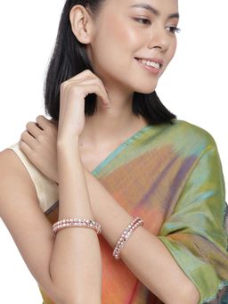 Accessher - Set of 4 Rose gold plated Multi Bangle Set for Women - 2.4