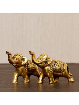eCraftIndia - Golden Metal Elephants Statues (Set Of 2)