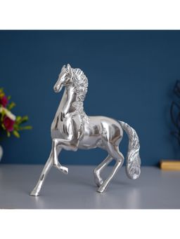 eCraftIndia - White Metal Silver Running Horse Statue