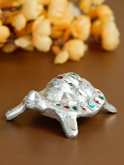 eCraftIndia - Silver Engraved Tortoise Feng Shui Metal Showpiece