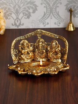 eCraftIndia - Laxmi Ganesha Saraswati with Diya