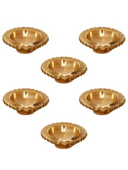 eCraftIndia - Handcrafted Decorative Brass Diyas (Set Of 6)
