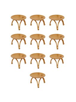 eCraftIndia - Decorative Golden Metal Tea Light Candle Holder (Set Of 10)