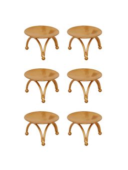eCraftIndia - Decorative Golden Metal Tea Light Candle Holder (Set Of 6)