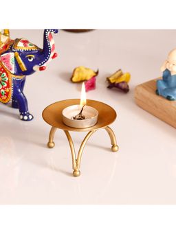 eCraftIndia - Decorative Golden Metal Tea Light Candle Holder