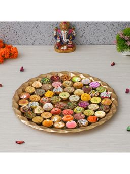 eCraftIndia - Golden Metal Handcrafted 56 Bhog Thali for Pooja