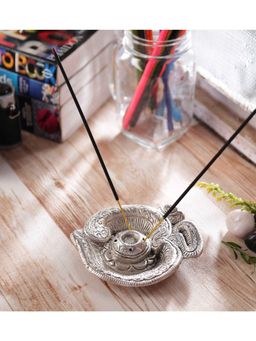 eCraftIndia - Silver Metal Om Symbol Incense Stick Holder