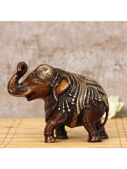 eCraftIndia - Antique Finish Decorative Brass Elephant Figurine