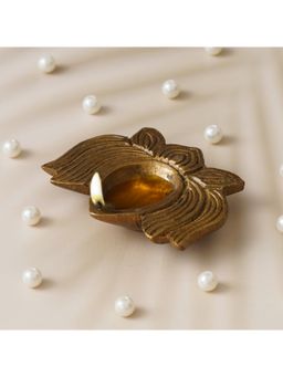 eCraftIndia - Golden Lotus Shaped Decorative Brass Diya