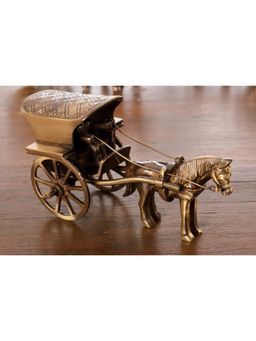 eCraftIndia - Golden Brass Handcrafted Horse Cart Showpiece