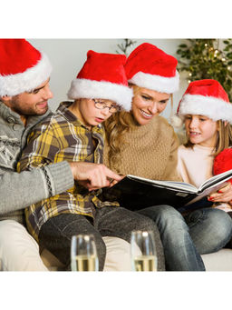 eCraftIndia - Red White Velvet Classic Fur Merry Christmas Hats (Set Of 6)